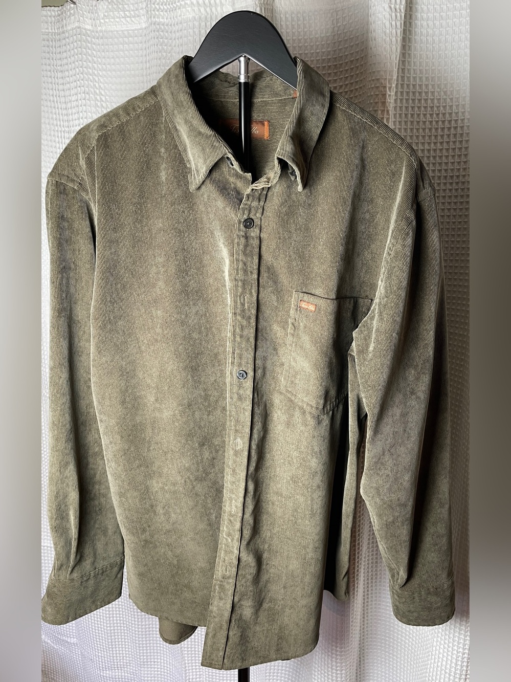 Tasso Elba Long Sleeve mens ribbed shcket green size xl